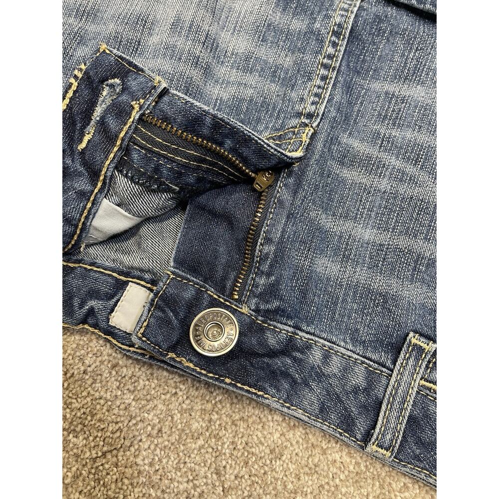 Aeropostale Low Rise Micro Mini Denim Skirt 7/8 Y2K 2000s Raw Hem Indie sleaze - Picture 9 of 13